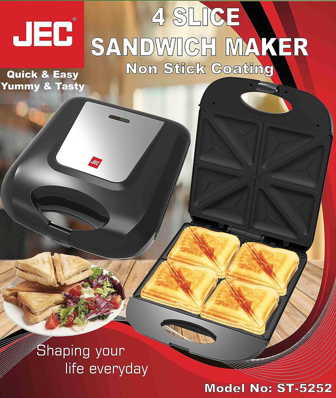JEC 4-Slice Sandwich Maker, ST-5252, Black/Silver