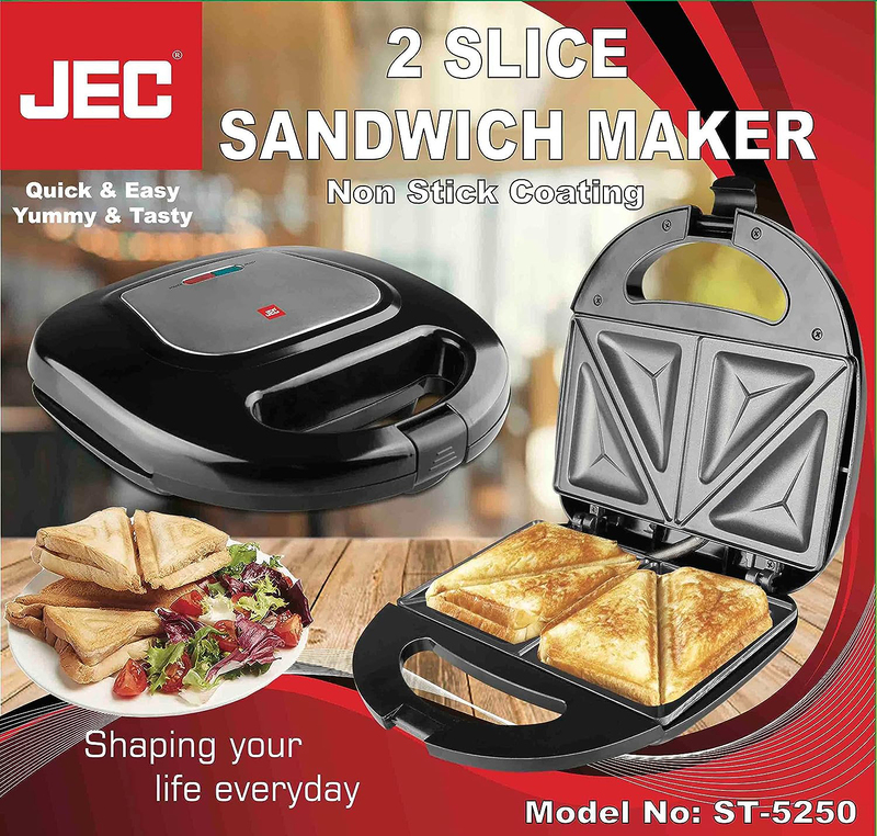 JEC 2-Slice Sandwich Maker, ST-5250, Black/Silver