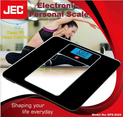 JEC Tempered Glass Platform Digital Scale, EPS-2022, Black/White