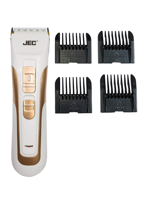 JEC TR-1217 Rechargeable Clipper & Trimmer, White/Gold