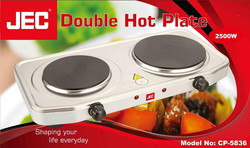 JEC Double Plate Hot Plate, 2500W, CP-5836, Silver/Black