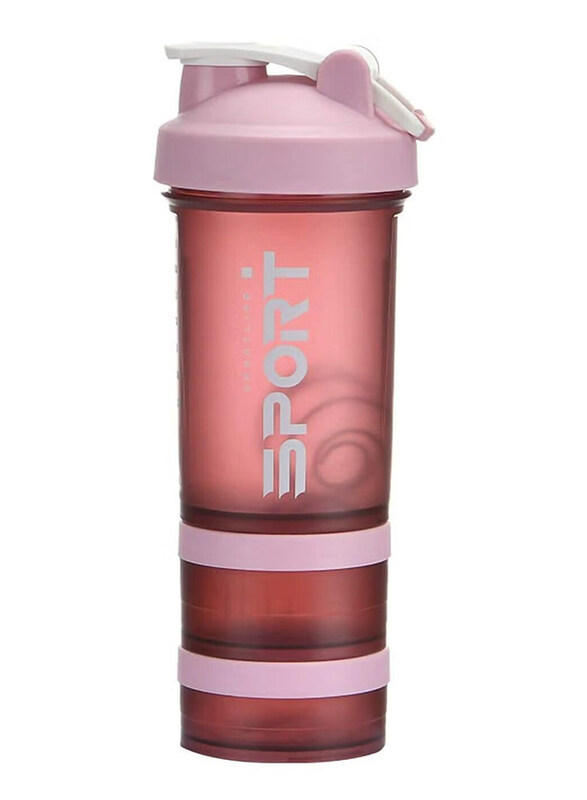 

Sport 236ml Portable Supplement Mixer Cup with Powder Storage for Running Cycling Fitness Protein Shaker Bottle, Pink