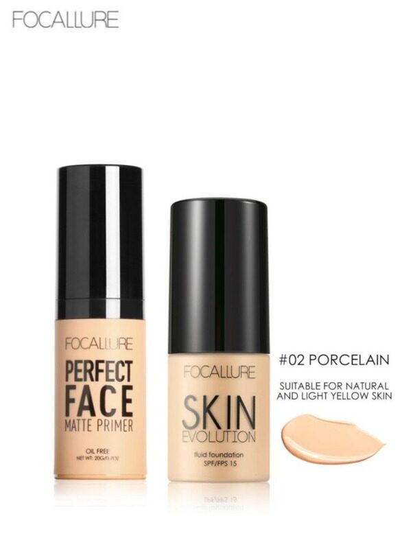 

Focallure Perfect Face Matte Primer + Skin Evolution Liquid Foundation -#2 Porcelain