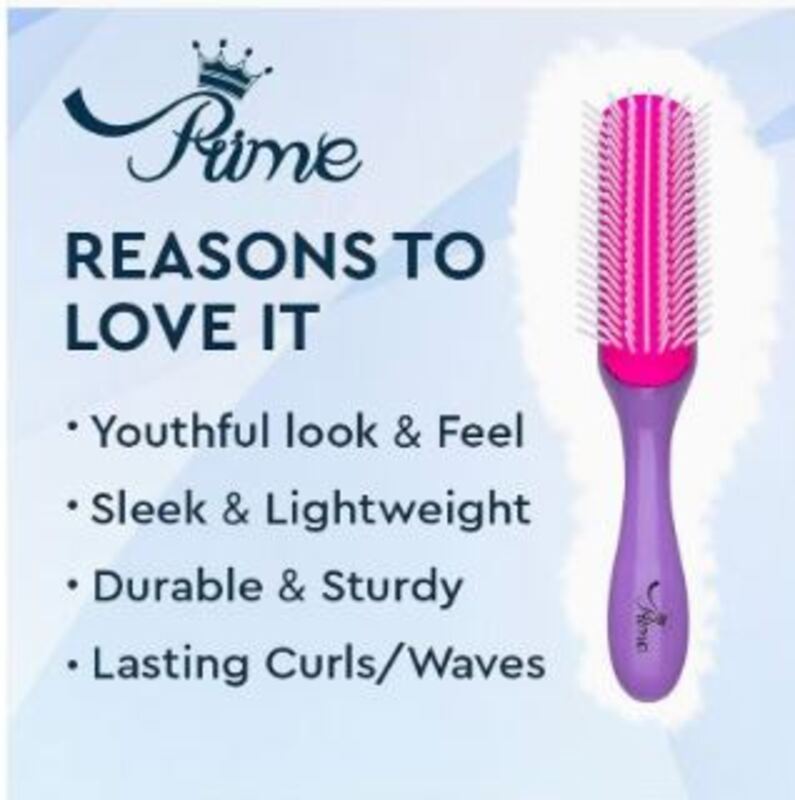 Prime Anti-Static Comb Detangling Round Hair Brush for Dry Hair, Purple, 1 Piece