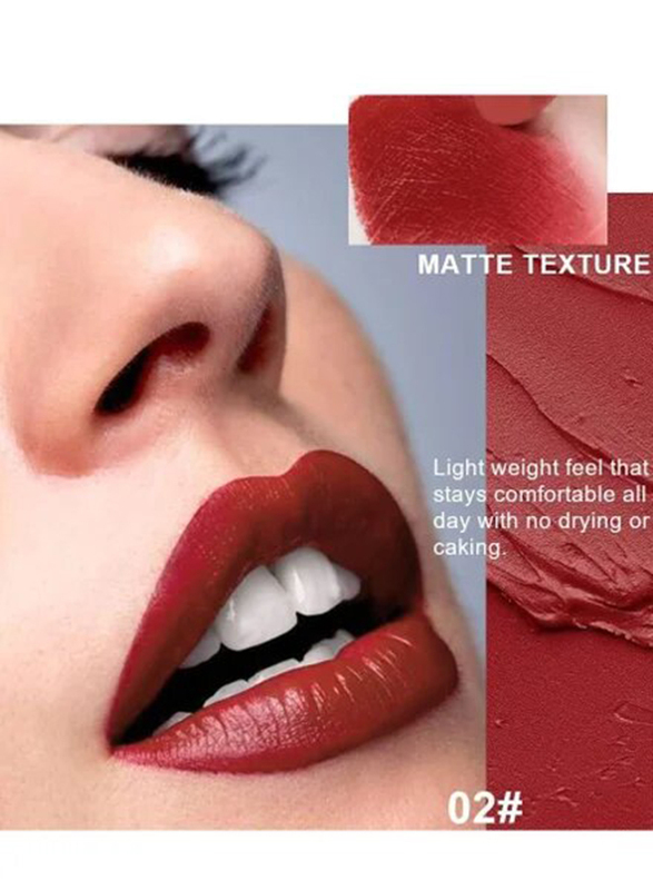 Hengfang Earphone Dual Colour Silky Velvet Matte Lipstick, 2 Piece, 01/02 Multicolour, Red