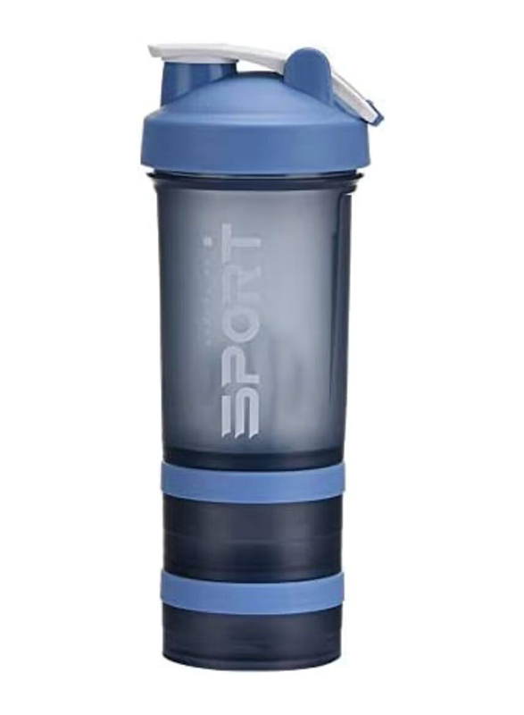 Sport 236ml Portable Supplement Mixer Cup with Powder Storage for Running Cycling Fitness Protein Shaker Bottle, Blue