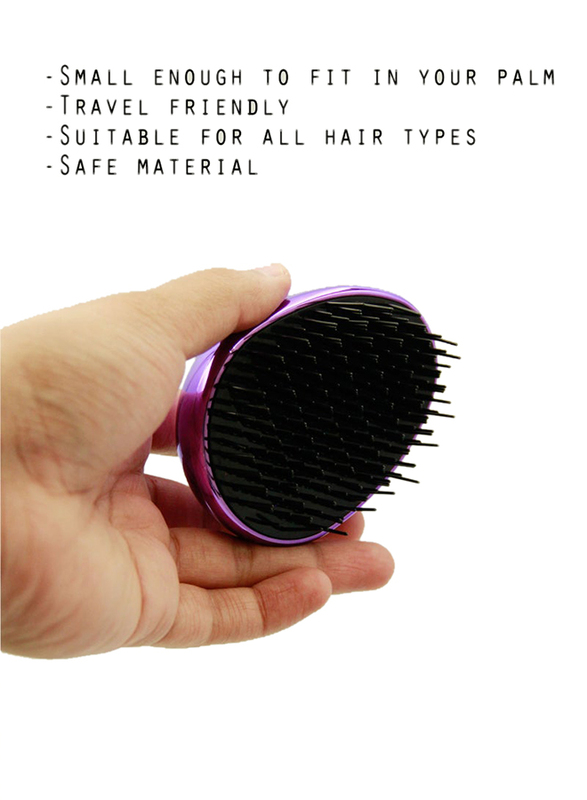 Prime Anti-Static Comb Detangling Mini Hair Brush for Frizzy Hair, Purple