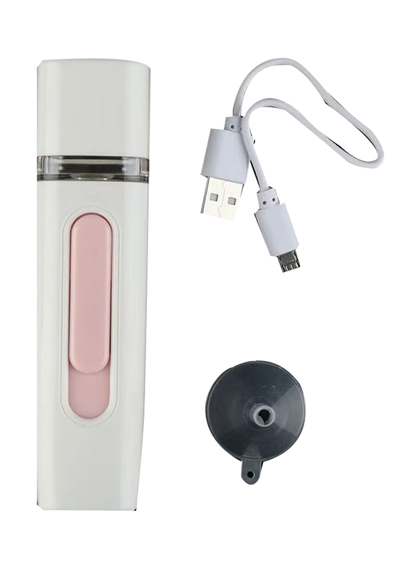 Prime Portable Rechargeable Handheld Face Nano Mist Spray Hair and Facial Steamer, White/Pink