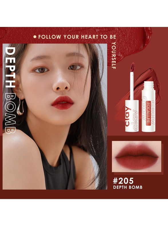 Velvet Matte Liquid Lipstick Satin-Finish Full Coverage Lip Color High Pigmented Lip Stain for Cheeks and Lips Tint Smooth Soft Lip Makeup  Lightweight  Quick-Drying- 205 Depth Bomb