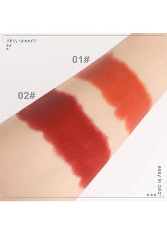 Hengfang Earphone Dual Colour Silky Velvet Matte Lipstick, 2 Piece, 01/02 Multicolour, Red