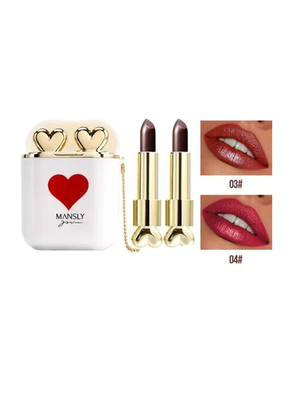 Mansly Cute Wireless Earphone Design Love Double Lipsticks, 2 Piece, 03/04 Multicolour, Brown