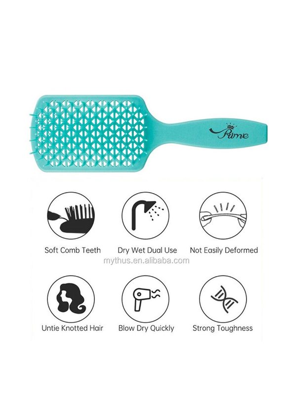Prime Curly Detangling Hair Scalp Massage Comb for All Hair Types, Teal