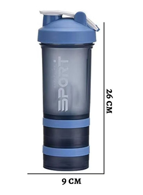 Sport 236ml Portable Supplement Mixer Cup with Powder Storage for Running Cycling Fitness Protein Shaker Bottle, Blue