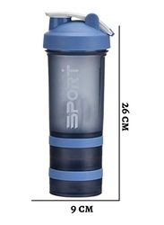 Sport 236ml Portable Supplement Mixer Cup with Powder Storage for Running Cycling Fitness Protein Shaker Bottle, Blue