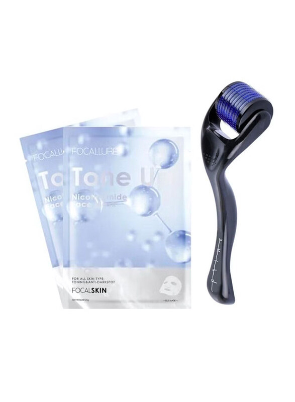

Focallure 0.75mm Beard Roller Titanium 540 Micro Needle for Face Body Beard and Hair Growth + 2 Pcs Face Mask Skin Care Acne Remedy Vitamin C Moisturi