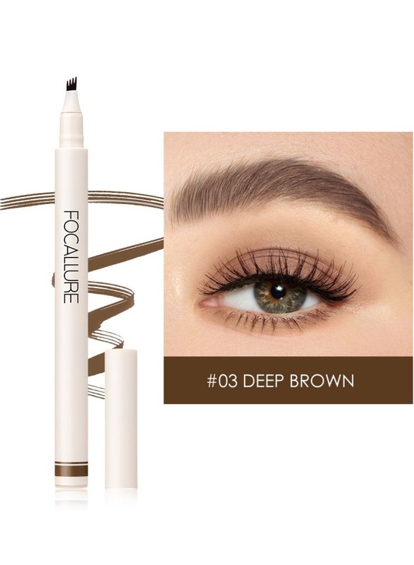 Waterproof Long Lasting 4 Fork Liquid Eyebrow Pen -03 Deep Brown