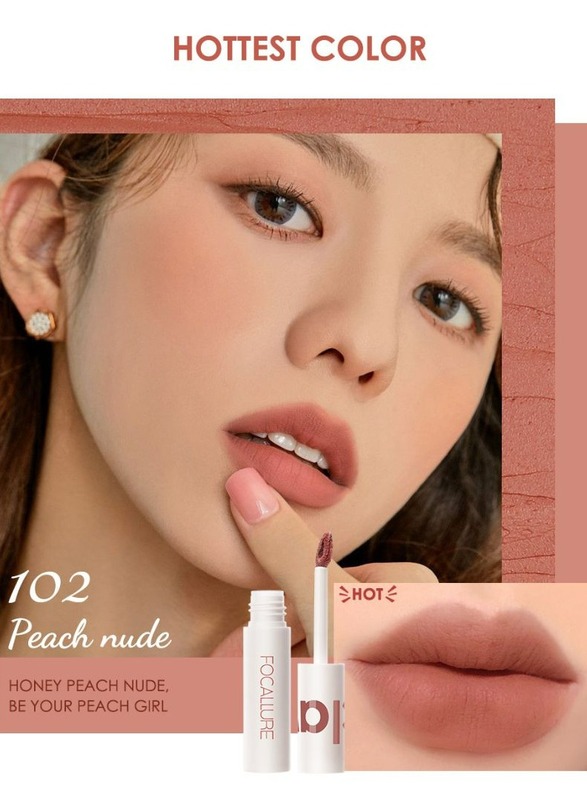 Velvet Matte Liquid Lipstick Satin-Finish Full Coverage Lip Color High Pigmented Lip Stain for Cheeks and Lips Tint Smooth Soft Lip Makeup  Lightweight  Quick-Drying- 102 Peach Nude