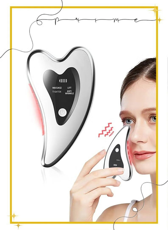 Prime Anti-Aging & Wrinkles Puffiness Heated & Vibration & Red Light Face Massager, White