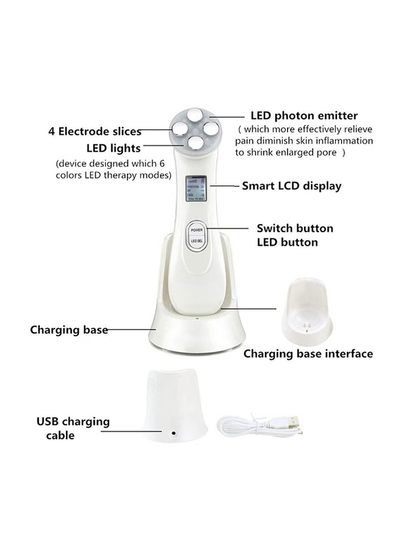Prime 5 in 1 Face Lift Device Skin Tightening RF Machine For Wrinkle Removal, White