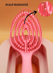 Prime Curly Detangling Hair Scalp Massage Comb for All Hair Types, Pink