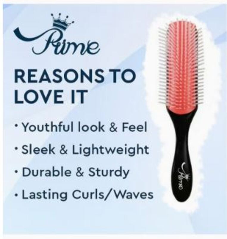 Prime Anti-Static Comb Detangling Round Hair Brush for Dry Hair, Black/Red, 1 Piece