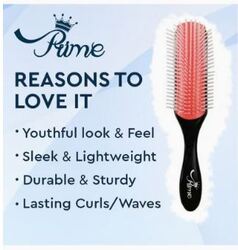 Prime Anti-Static Comb Detangling Round Hair Brush for Dry Hair, Black/Red, 1 Piece