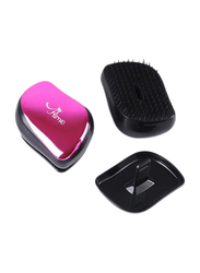 Prime Portable Pocket Comb Thick & Curly Detangling Hair Brush for Frizzy Hair, Pink/Black