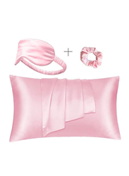Prime 3-Piece Set Decorative Pillow with Eye Cover and Hair Scrunchies, Pink