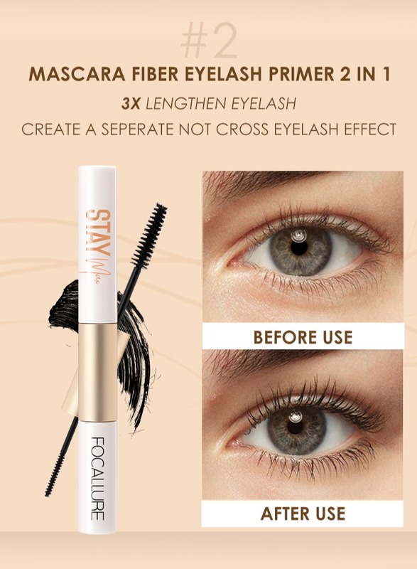 Staymax Lengthen Mascara & Fiber Eyelash Primer Combo 2 in 1