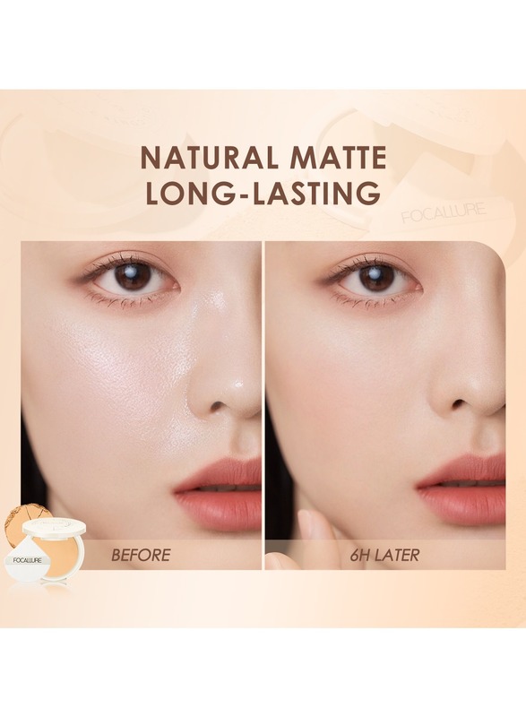 Focallure Oil-Control Stay Matte Pressed Powder Natural Long Lasting Waterproof Sweatproof Light Weight Makeup #001