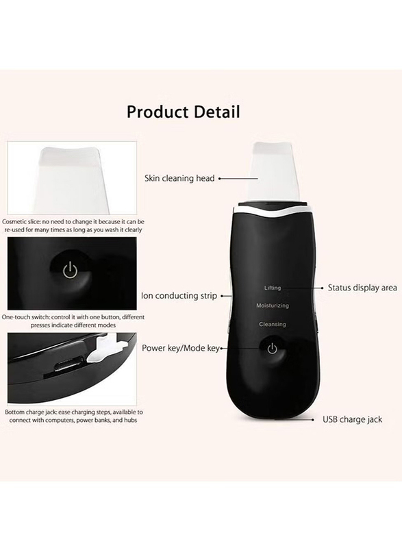 Prime Ultrasonic Deep Facial Clean Machine Skin Scrubber Blackhead Removal, Black