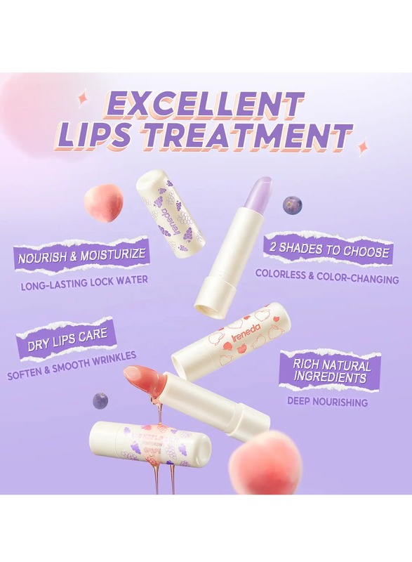 Focallure Ireneda Kiss Kiss Lip Balm Hydrating and Moisturizing Changing Color Lip Balm #GR01