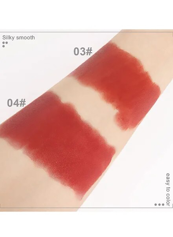 Hengfang Earphone Dual Colour Silky Velvet Matte Lipstick, 2 Piece, 03/04 Multicolour, Red