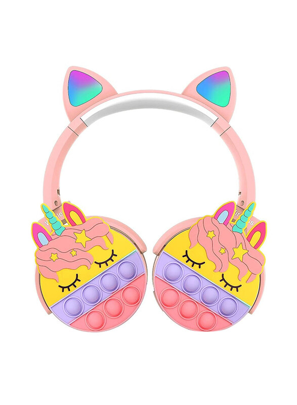 

Prime Wireless Over-Ear Headset with Cat Ears & Pop-It Bubbles, Pink