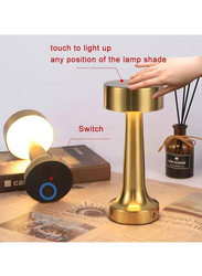 Prime Portable Cordless Modern Lighting 3W Dimmable 3 Mode Touch Switch LED Rechargeable Aluminium Table Lamp, Gold