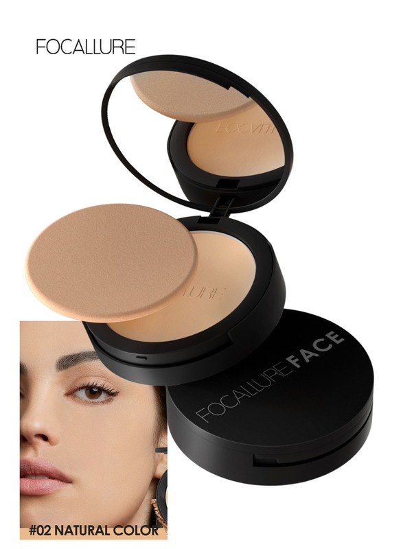 Focallure Matte Pressed Powder, Long Lasting, Lightweight, Controls Shine, Tinted, Translucent, Portable Compact, Fills Fine Lines, Finishing Powder, Vegan, Cruelty-Free #2 Natural Color