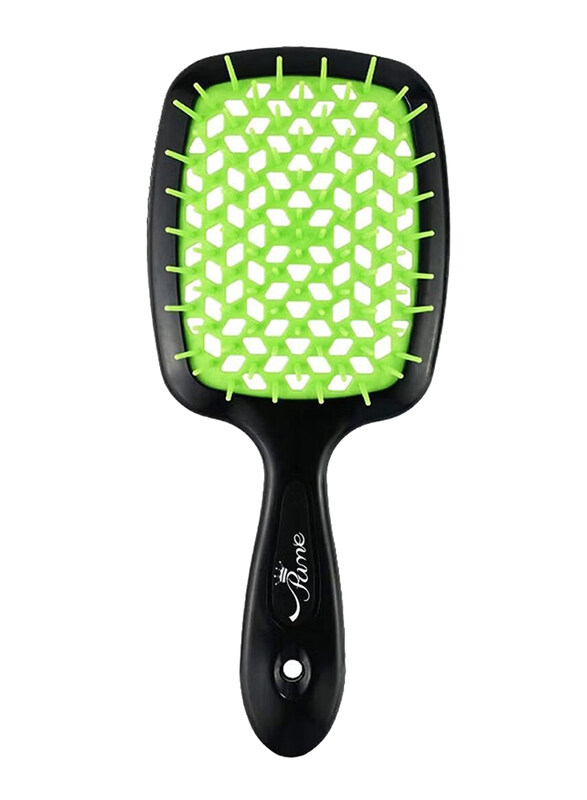 

Prime Professional Detangler Superbrush Scalp Massage Paddle Brush for Dry Hair, Black/Green, 1 Piece