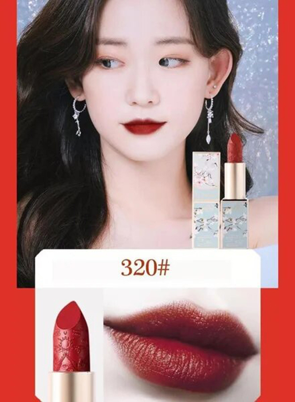 Mansly Chinese Traditional Patterns Carved Matte Lipstick, 320 Red