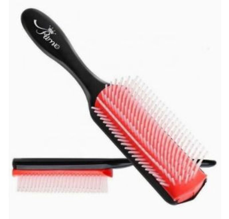 Prime Anti-Static Comb Detangling Round Hair Brush for Dry Hair, Black/Red, 1 Piece