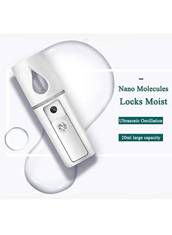 Prime Portable Rechargeable Handheld Face Nano Mist Spray Hair and Facial Steamer, White