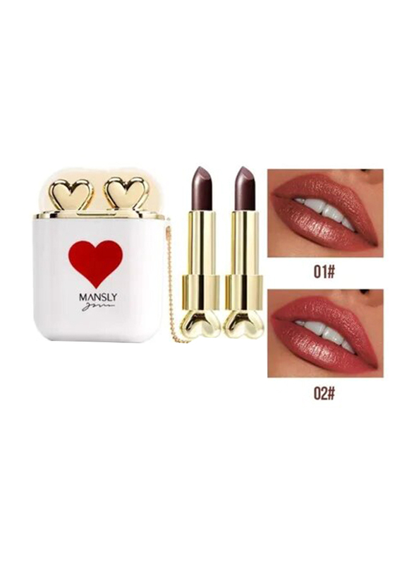 Mansly Cute Wireless Earphone Design Love Double Lipsticks, 2 Piece, 01/02 Multicolour, Brown