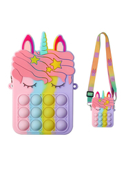 Prime Unicorn Shoulder Bag for Girls, with Pop Push Bubble Fidget Sensory Stress Release Toys for Girls, Multicolour