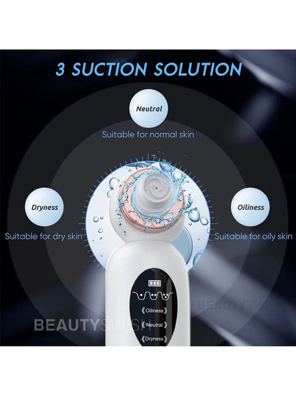 Prime Electric Five Suction Pore Cleaner Small Micro Bubble Nose Blackhead Remover, White