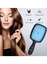 Prime Professional Detangler Superbrush Scalp Massage Paddle Brush for Dry Hair, Black/Blue, 1 Piece