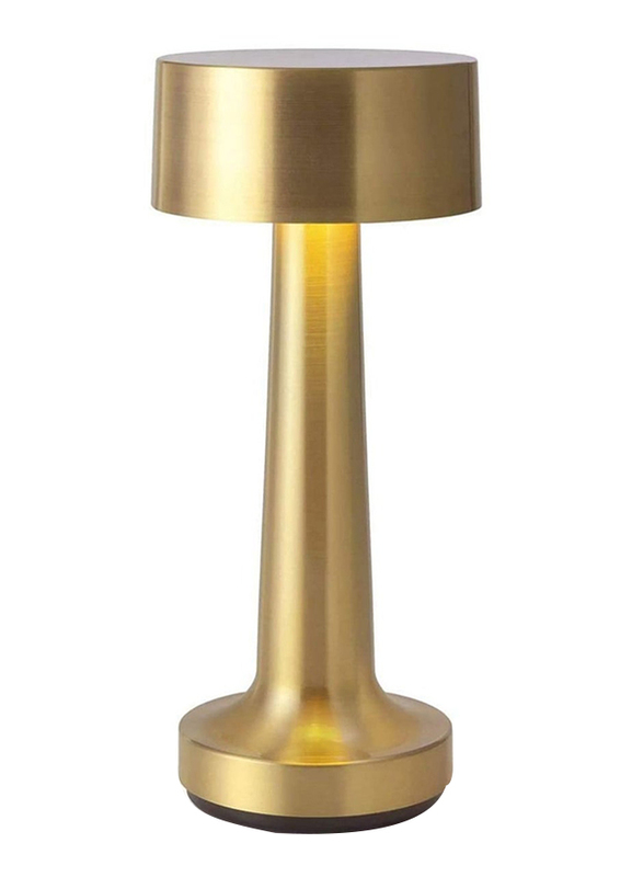 Prime Portable Cordless Modern Lighting 3W Dimmable 3 Mode Touch Switch LED Rechargeable Aluminium Table Lamp, Gold