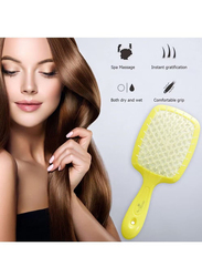 Prime Professional Detangler Superbrush Scalp Massage Paddle Brush for Dry Hair, Yellow, 1 Piece