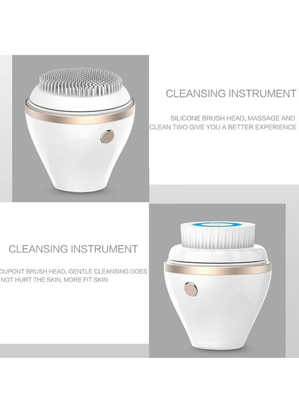 Prime Massaging Facial Cleaner With 2 Brush Heads 3 Modes Waterproof USB Charging For Face Cleaning, White