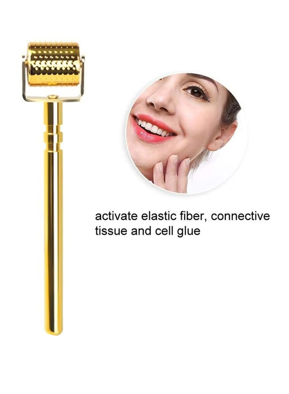 Prime 0.5mm Derma Face Roller with 192 Micro Needle Roller Titanium Skin for Face Body Beard and Hair Growth, Gold