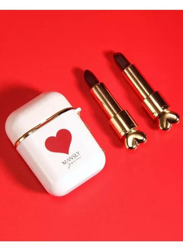 Mansly Cute Wireless Earphone Design Love Double Lipsticks, 2 Piece, 03/04 Multicolour, Brown