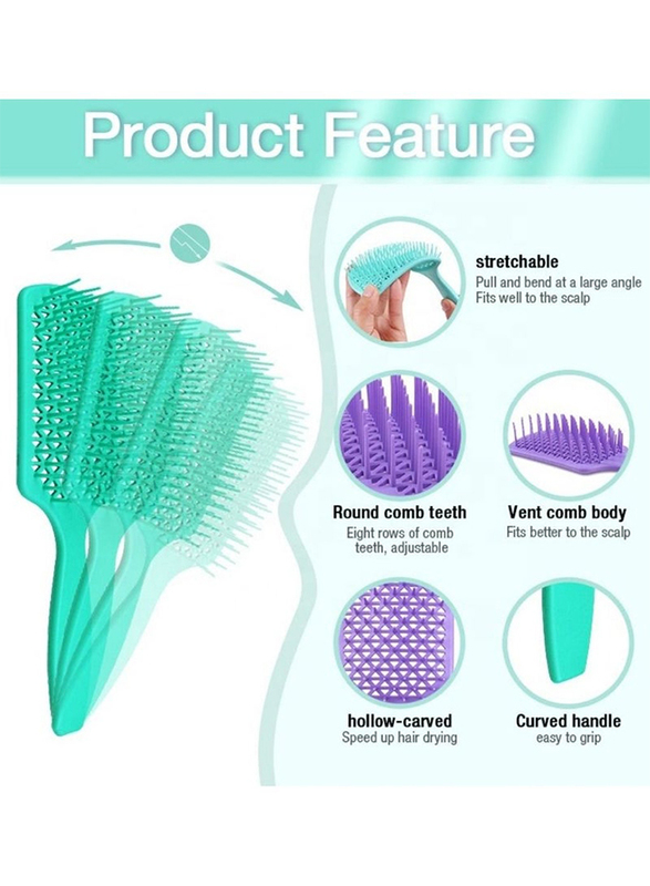 Prime Curly Detangling Hair Scalp Massage Comb for All Hair Types, Teal